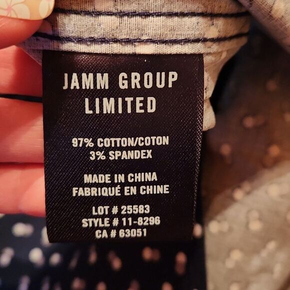 Julian & Mark Long Sleeve Button Down Casual Shirt Large, Blue, White, Grey Dots - Picture 9 of 10